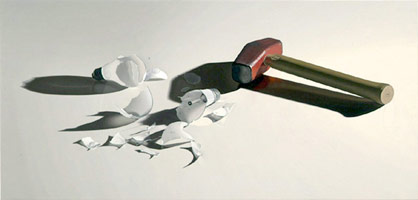 Sandra Mendelsohn Rubin / 
Sledge Hammer with Light Bulbs, 2000 - 01 / 
oil on linen / 
36 x 78 1/4 in (91.4 x 198.8 cm)
Private collection 