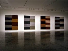 Sean Scully / 
Four Dark Mirrors, 2002 / 
oil on canvas (four panels) / 
each: 108 x 96 in. (274.3 x 243.8 cm) / 
Collection of the Museum of Fine Arts, Houston / 
Museum purchase with funds provided by the Caroline Wiess Law Accesions Endowment Fund, 2005