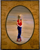 Peter Blake / 
Daisy on Rollerskates, 1983 - 84 / 
Oil on canvas / 
38 1/2 x 30 1/2 in in (97.8 x 77.5 cm) / 
Private collection