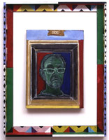 Harlequin's Mirror, 1999 - 2002 / 
oil on canvas; oil & acrylic on wood / 
15 x 11 in (38.1 x 27.9 cm) / 
overall framed: 26 x 20 in (66 x 50.8 cm)