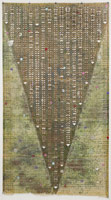 Tom Wudl / 
Verde, 1972 / 
acrylic and gold leaf on paper punch / 
94 1/2 x 51 in. (240 x 129.5 cm) / 
The Museum of Contemporary Art, Los Angeles / 
Gift of Beatrice and Philip Gersh