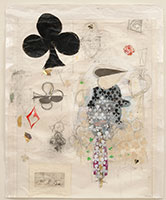 Legend, 2005 / 
      pencil, charcoal, acrylic, gold leaf & silver leaf on paper / 
      Paper: 40 1/2 x 50 in. (102.9 x 127 cm) / 
      Framed: 52 3/4 x 43 3/8 in. (134 x 110.2 cm) / 
      Private collection