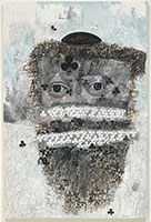 Tom Wudl / 
The Memorist of Fire and Ice, 2005 / 
      acrylic on paper on wood panel with  / 
      pencil, encaustic and oil paint / 
      59 3/4 x 39 1/2 in. (151.8 x 100.3 cm)