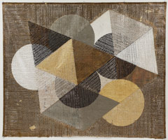 Tom Wudl / 
Untitled, 1970 / 
acrylic and gold leaf on paper punch / 
68 1/2 x 83 in. (174 x 210.8 cm) / 
Framed: 72 1/8 x 86 in. (183.2 x 218.4 cm)