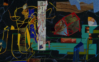 Tony Berlant /  
Local Color, 1989 /  
found tin on plywood with steel brads /  
42 x 66 in.(106.7 x 167.6 cm)