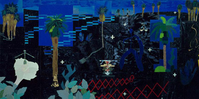 Tony Berlant / 
Palm Springs, 1992 / 
Found metal collage mounted on plywood with steel brads / 
84 x 168 in. / 
Commission for Palm Springs Convention Center