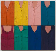 Tony Berlant / 
Les 8, 1963 / 
cloth, polyester resin and enamel on plywood / 
43 1/2 x 48 in (110.5 x 121.9 cm) 