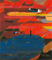 Sunrise at Sunset Beach, 1987 / 
found metal collage / 
96 x 84 in (243.8 x 213.4 cm) / 
Private collection