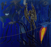 Golden Carrot, 1990 - 1999 / 
found metal collage on plywood w/ steel brads / 
118 x 132 in (299.7 x 335.3 cm) (overall) (4 panels)