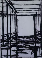 Tony Bevan / 
Corridor (TBv07-10), 2006 / 
      charcoal and acrylic on paper / 
      Paper: 47 3/4 x 33 3/4 in. (121.3 x 85.7 cm) / 
      Framed: 52 3/8 x 38 1/4 in. (133 x 97.2 cm)