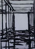 Tony Bevan / 
Corridor (TBv07-10), 2006 / 
      charcoal and acrylic on paper / 
      Paper: 47 3/4 x 33 3/4 in. (121.3 x 85.7 cm) / 
      Framed: 52 3/8 x 38 1/4 in. (133 x 97.2 cm)