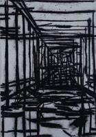 Tony Bevan / 
Corridor (TBv07-9), 2006 / 
      charcoal and acrylic on paper / 
      Paper: 47 3/4 x 33 3/4 in. (121.3 x 85.7 cm) / 
      Framed: 52 3/8 x 38 1/4 in. (133 x 97.2 cm)