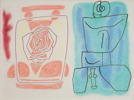 William Brice / 
Untitled, 1980, circa / 
      pastel and ink pen on paper / 
      18 x 24 in. (45.7 x 61 cm) / 
      WBr10-41 / 
      Private collection 