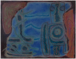 William Brice / 
Untitled, 1977 / 
      oil pastel on paper / 
      19 x 24 1/2 in. (48.3 x 62.2 cm) / 
      WBr10-21 / 
      Private collection 